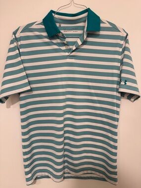 Under Armour Men’s Teal & White Striped Polo Shirt